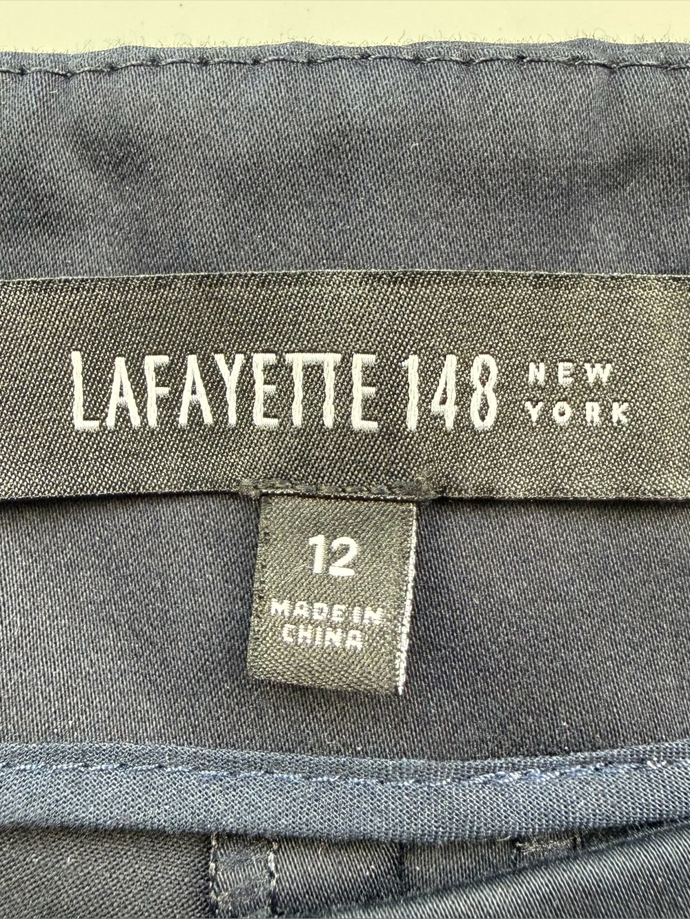 Lafayette 148 New York Women’s Navy Cotton Stretch Side Zip Pants 12 Large - Picture 4 of 9